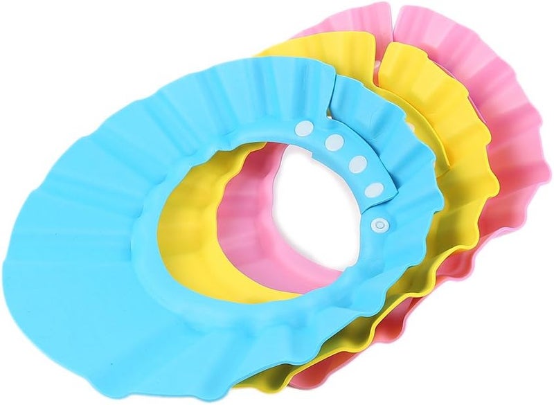SUNTRADE Shampoo Shower Bathing Protection Bath Cap Adjustable Visor Hat for Toddler, Baby, Kids, Children, Set of 3 - Image 2
